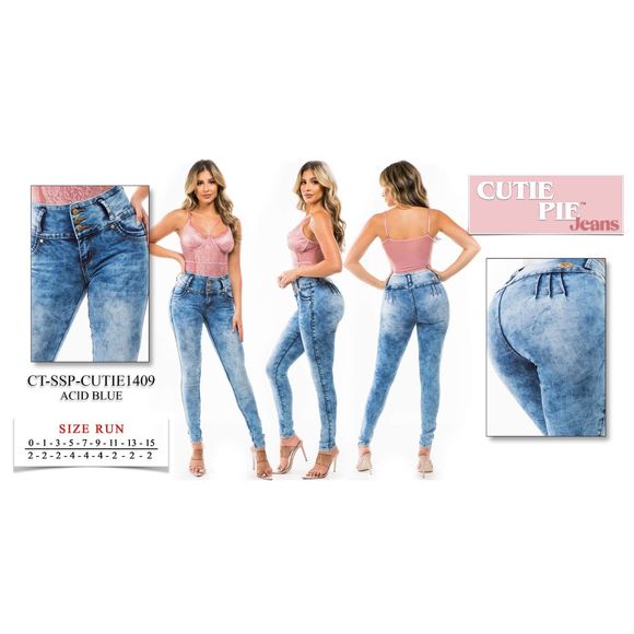 SIZE 9 JEANS STRETCH DENIM LIGHT BLUE, WAIST  28IN, 9-2 CUTIE 1409, BUTT LIFTING - Picture 11 of 11